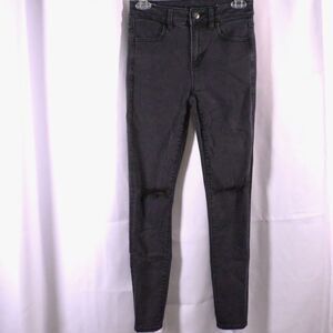 American‎ Eagle Womens 4 Gray Next Level Stretch Hi-Rise Jeggings Distressed